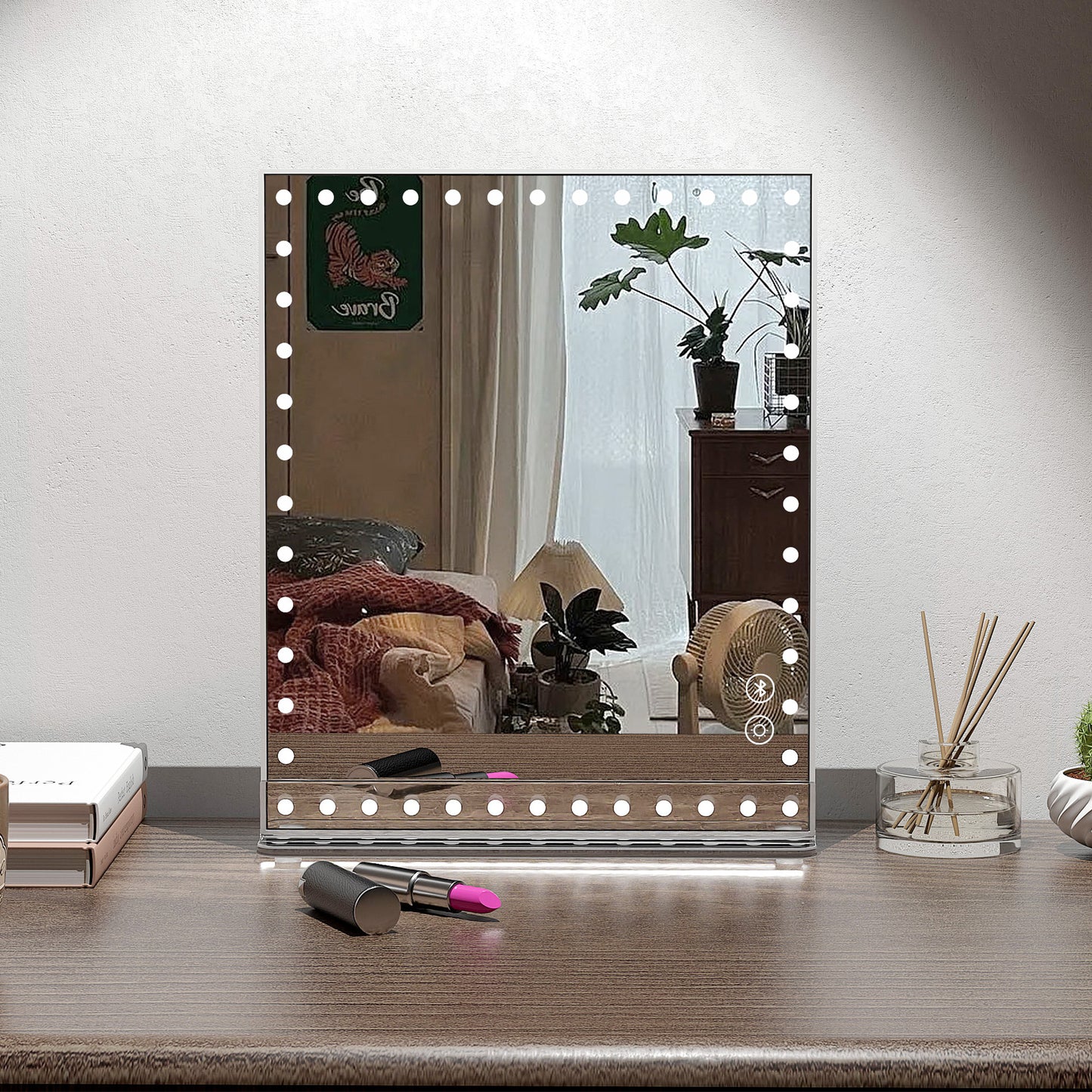 Fenchilin Hollywood Vanity Makeup Mirror with Lights Bluetooth Tabletop Clear 9"x12"