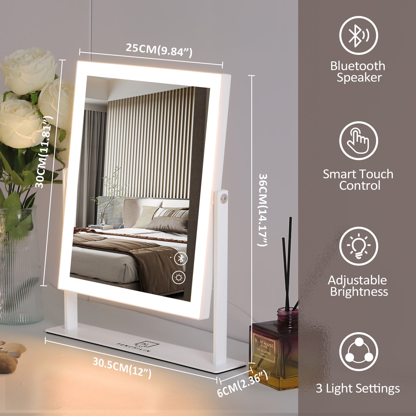 Hollywood Makeup Vanity Mirror With Light (12"x 14")| LED Light Strip FENCHILIN