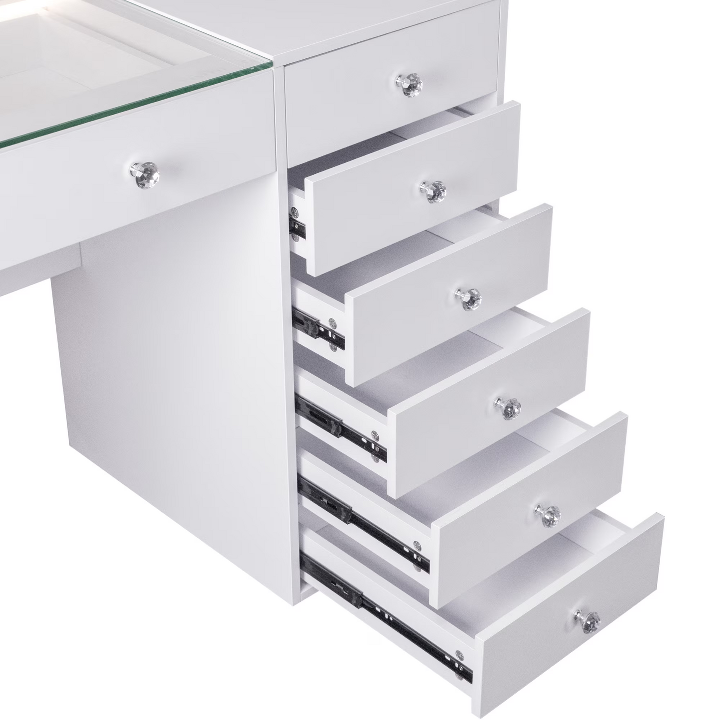 Fenchilin 48" Makeup Vanity Desk with Lights LED RGB 8 Drawers White