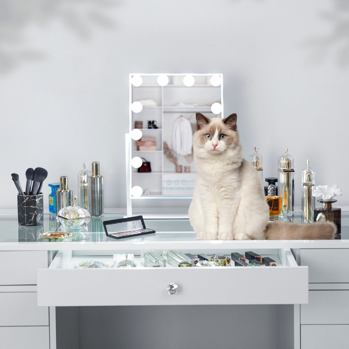 Hollywood Silm Vanity Mirror L (14.5"x18.5") 12 Dimmable LED Bulbs FENCHILIN Bottom price