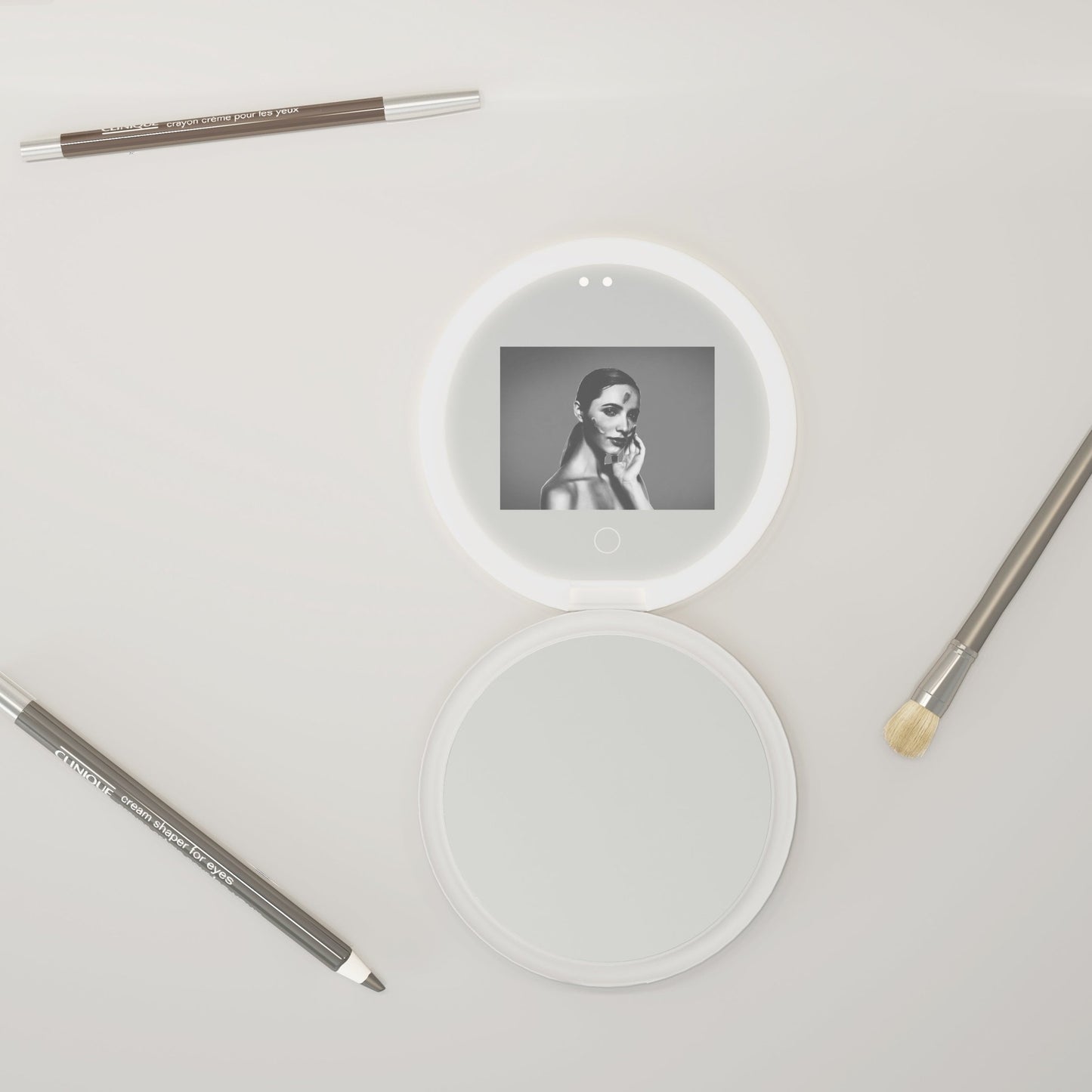 LED Travel Compact Vanity Mirror(3.5 Inch) with UV Camera for Sunscreen Test, 2X Magnification Portable Lighted Mirror for Handbag Pocket| FENCHILIN - FENCHILIN