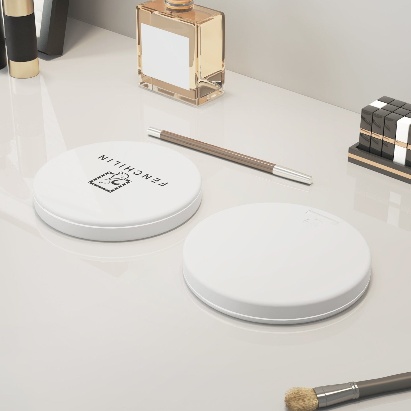 LED Travel Compact Vanity Mirror(3.5 Inch) with UV Camera for Sunscreen Test, 2X Magnification Portable Lighted Mirror for Handbag Pocket| FENCHILIN - FENCHILIN