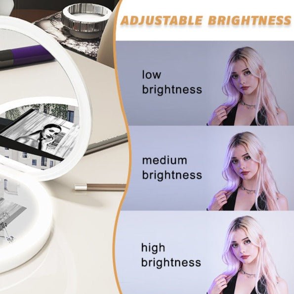 LED Travel Compact Vanity Mirror(3.5 Inch) with UV Camera for Sunscreen Test, 2X Magnification Portable Lighted Mirror for Handbag Pocket| FENCHILIN - FENCHILIN