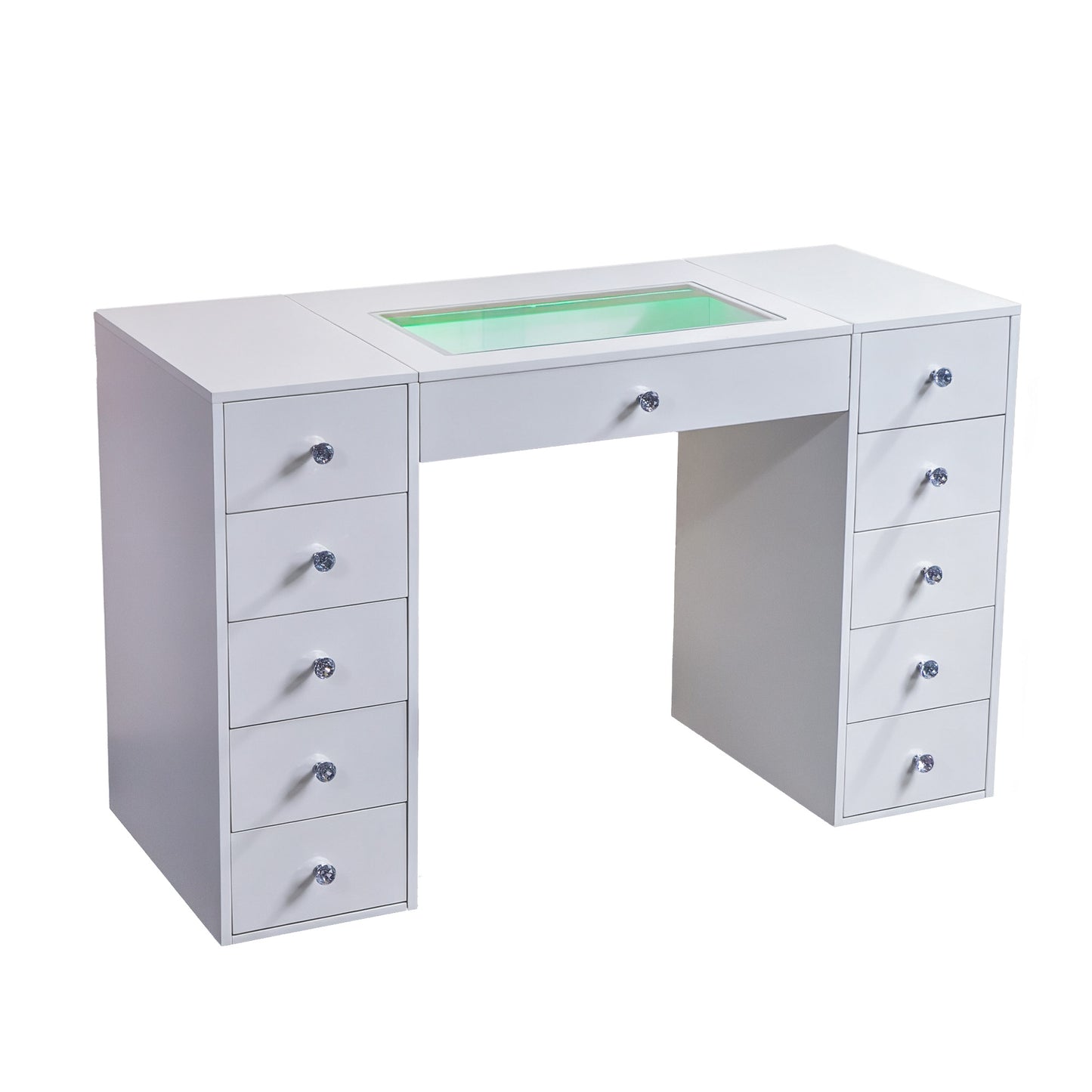 Fenchilin 51" Makeup Vanity Desk with Lights RGB 11 Drawers White
