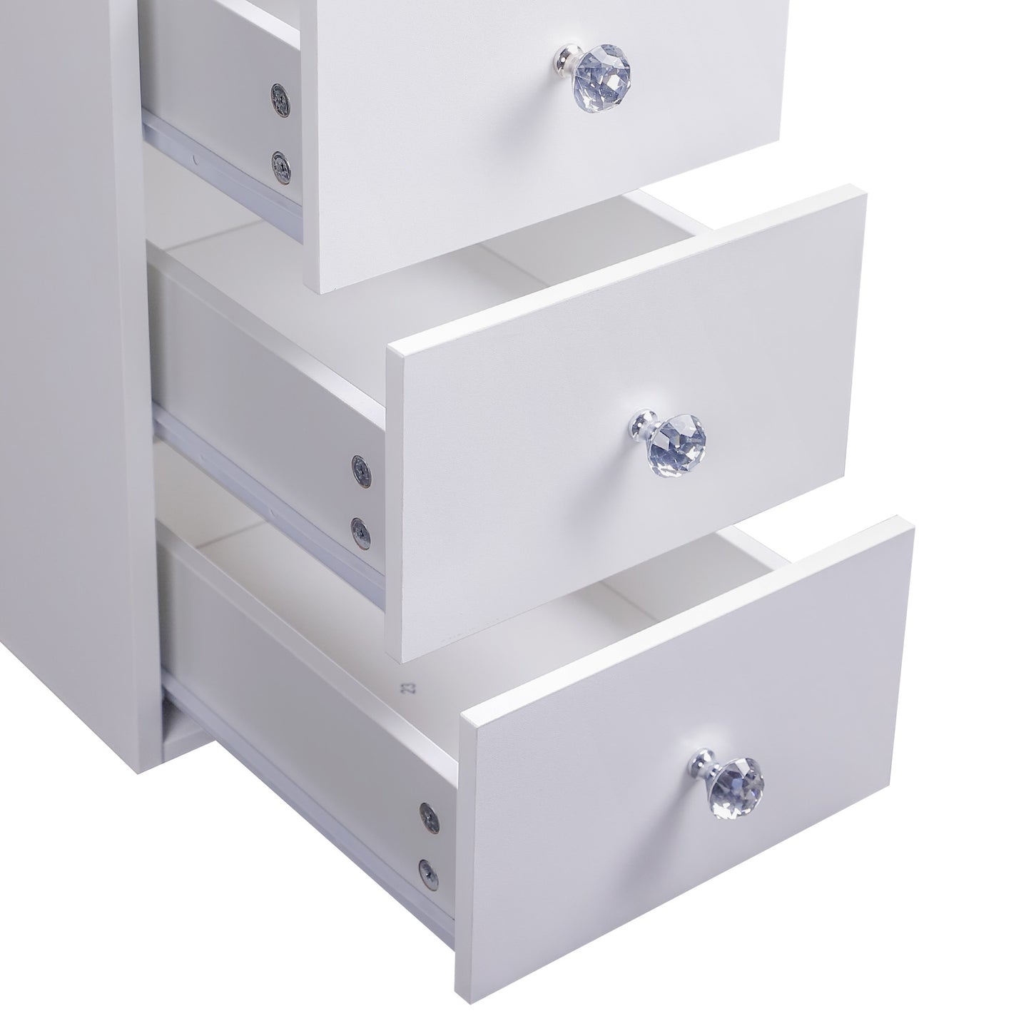 Fenchilin 51" Makeup Vanity Desk with Lights RGB 11 Drawers White