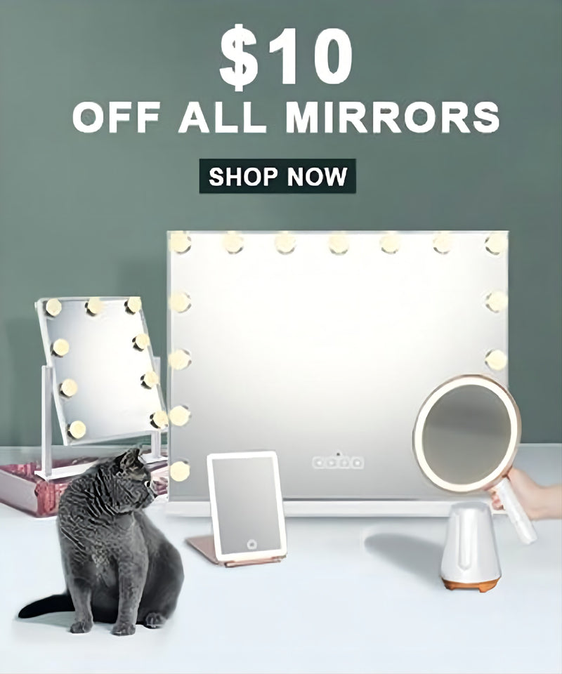 Fenchilin Hollywood miroir coiffeuse miroir mural maquillage plus grande  taille sans miroir de maquillage fil rechargeable Bluetooth mur Smart  Control INS style 10x loupe 18led ampoule miroir café