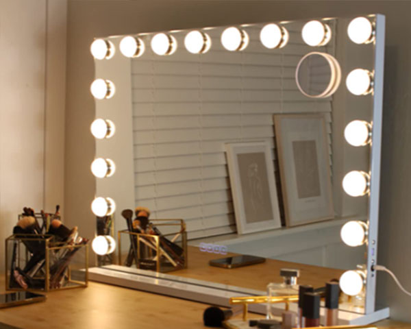 Miroir de décoration Fenchilin MIROIR DE MAQUILLAGE BLUETOOTH HOLLYWOOD  AVEC LUMIÈRES 18 LED - 80x58CM DE TABLE/MURAL