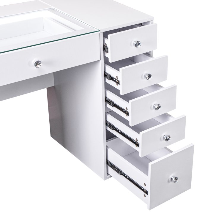 Fenchilin 36" Makeup Vanity Desk with Lights RGB 6 Drawers White
