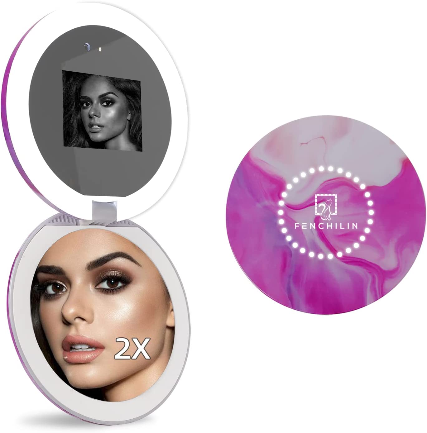 2023 New LED UV Camera for Sunscreen Test Travel Compact Vanity Mirror(4.5 Inch)| FENCHILIN - FENCHILIN