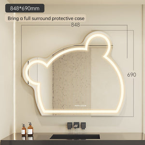 
                  
                    Load image into Gallery viewer, Anti-fog Wall Mounted Frameless Backlit Cute Bear Smart Led Bathroom Mirror (Dia 75/85/95cm)| FENCHILIN - FENCHILIN
                  
                