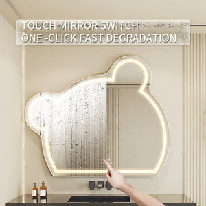 
                  
                    Load image into Gallery viewer, Anti-fog Wall Mounted Frameless Backlit Cute Bear Smart Led Bathroom Mirror (Dia 75/85/95cm)| FENCHILIN - FENCHILIN
                  
                