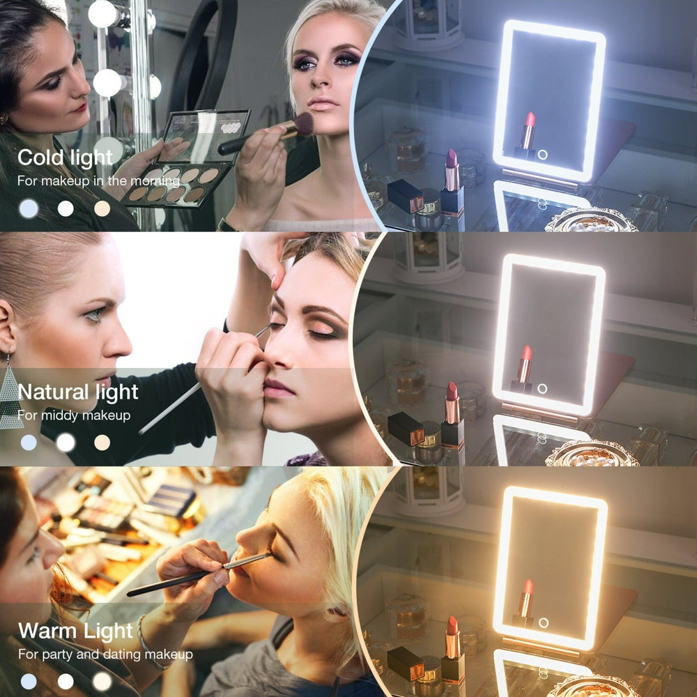 
                  
                    Load image into Gallery viewer, Flip-up Compact LED Vanity Mirror S | FENCHILIN - FENCHILIN
                  
                