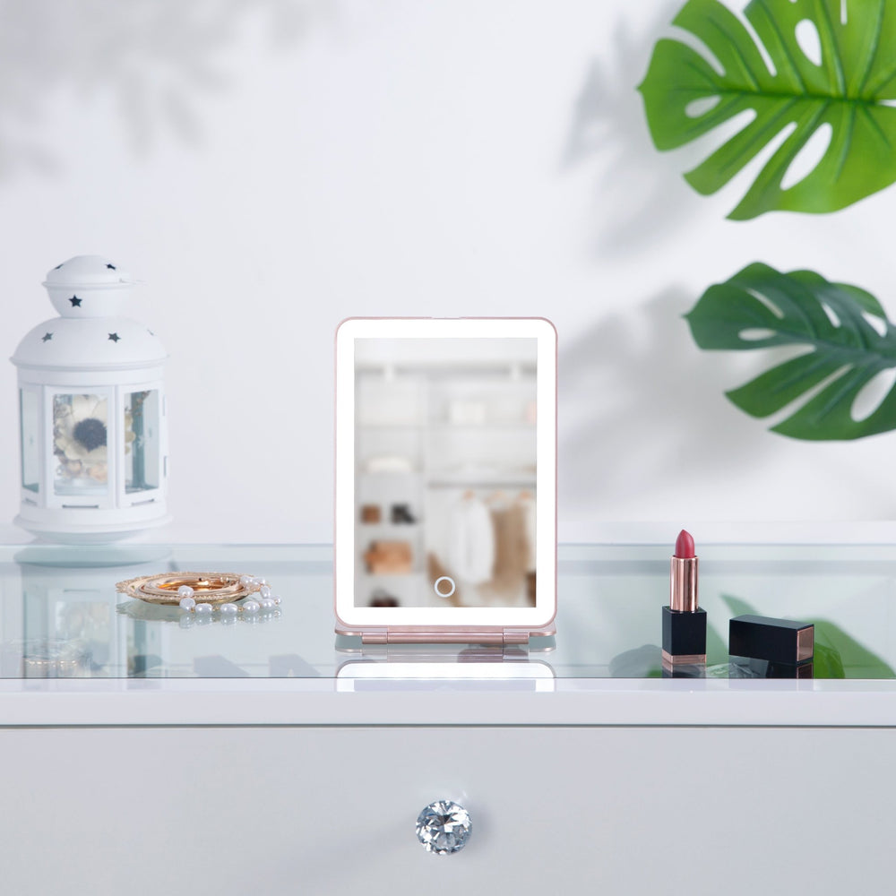 
                  
                    Load image into Gallery viewer, Flip-up Compact LED Vanity Mirror S | FENCHILIN - FENCHILIN
                  
                