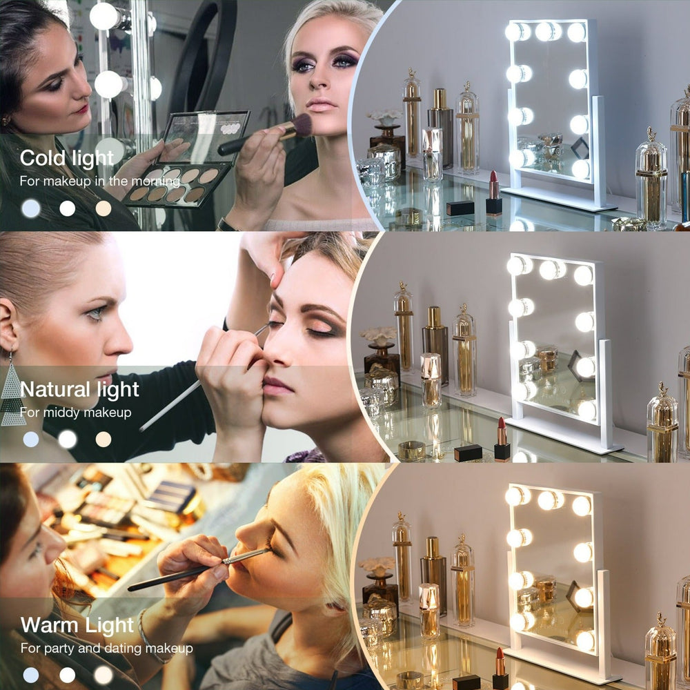 
                  
                    Load image into Gallery viewer, Hollywood Glow Vanity Mirror M (11.8&amp;quot; x 14&amp;#39;&amp;#39;) | 9 Dimmable LED Bulbs FENCHILIN - FENCHILIN
                  
                