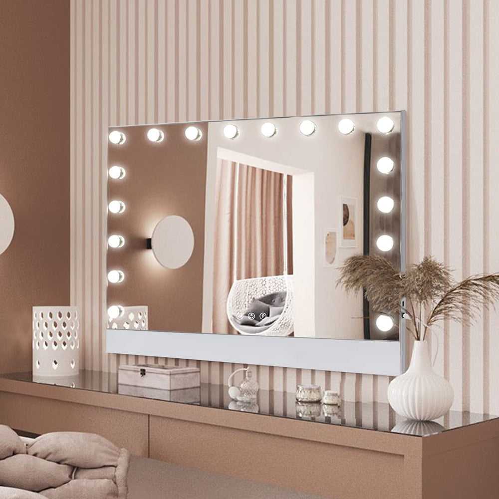 Hollywood Ultra Thin Vanity Mirror With Bluetooth Speaker (31.5"L x 22.8"W) | 18 Dimmable LED Bulbs FENCHILIN - FENCHILIN