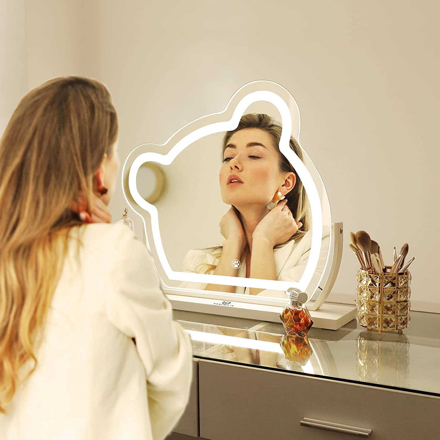 Espelho de Maquilhagem Hollywood com Luzes FENCHILIN Mesa-Parede (58x46 cm)