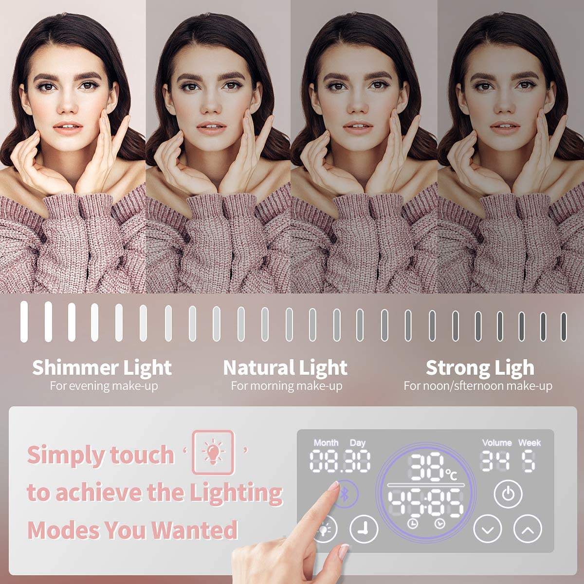 Xmas Discount Hollywood Large Vanity Mirror LCD Screen Speaker XXXL (W27.5" X L22.4") | 18 Dimmable LED Bulbs Mirror FENCHILIN - FENCHILIN