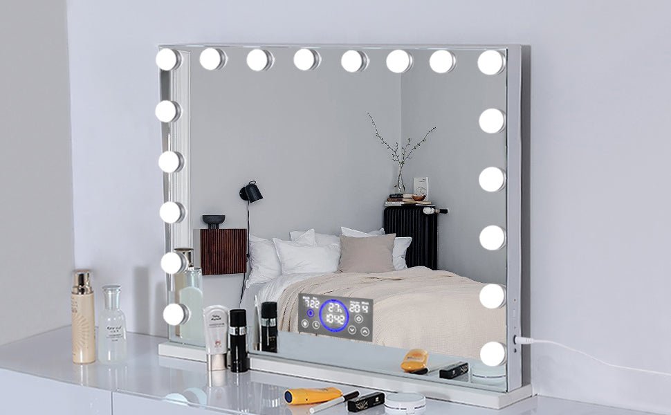 Xmas Discount Hollywood Large Vanity Mirror LCD Screen Speaker XXXL (W27.5" X L22.4") | 18 Dimmable LED Bulbs Mirror FENCHILIN - FENCHILIN